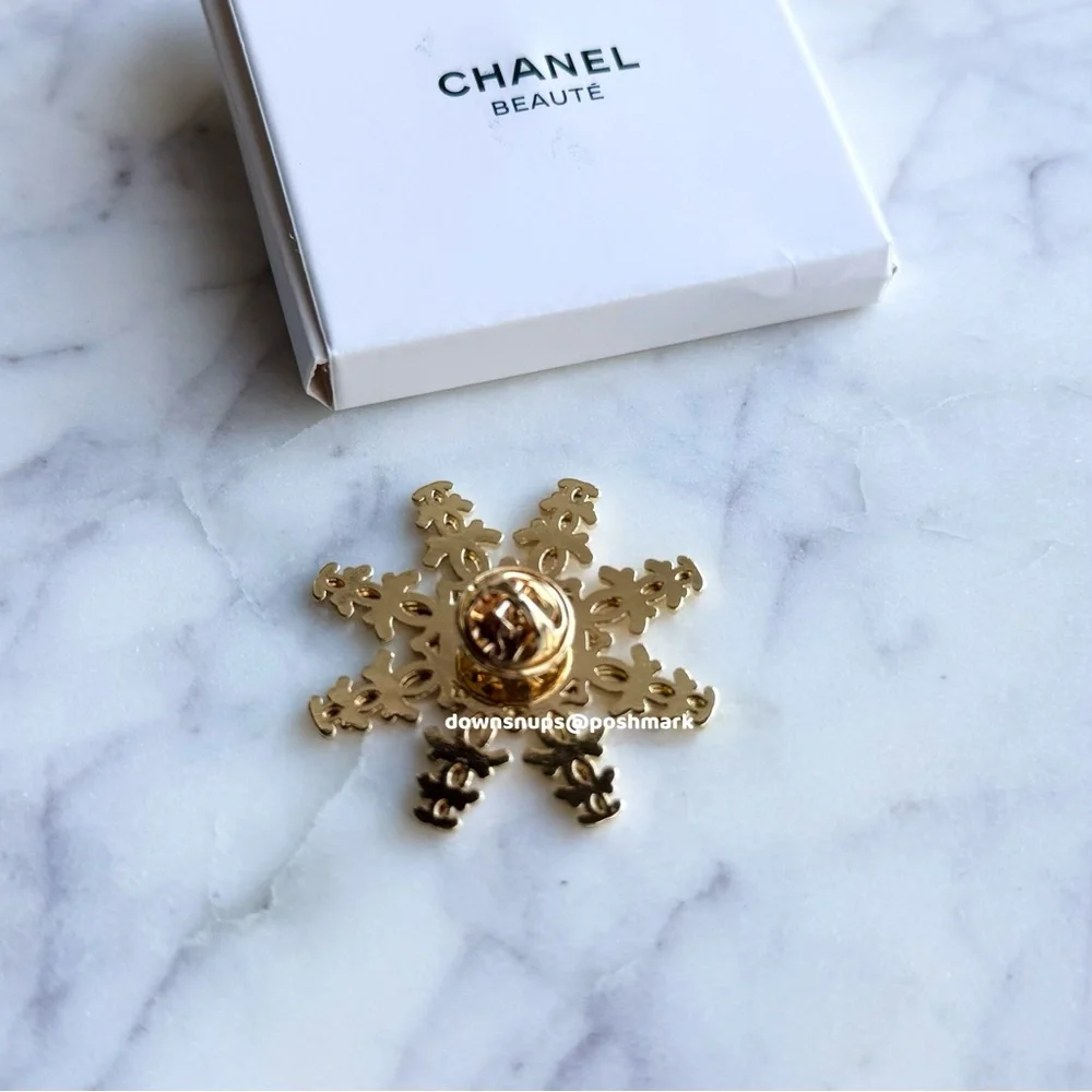Chanel Gold Snowflake Pin Brooch
